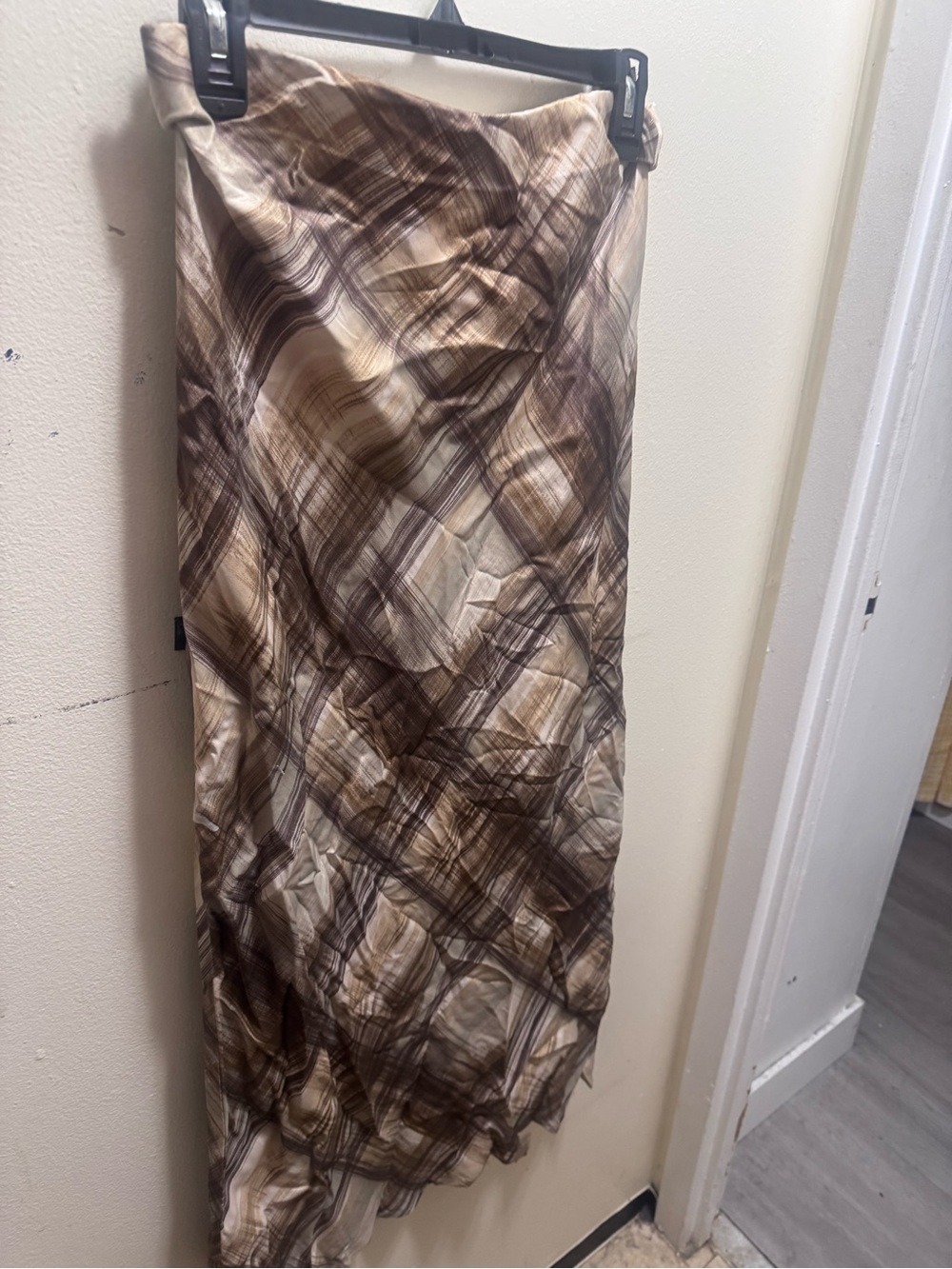 Zara Brown and Beige Plaid Maxi Skirt size XS - Picture 3 of 4